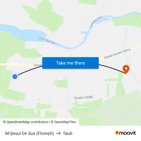 M-Șesul De Sus (Florești) to Tauti map