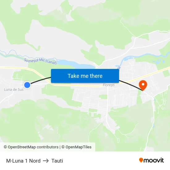 M-Luna 1 Nord to Tauti map