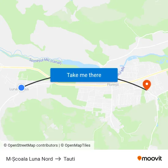 M-Școala Luna Nord to Tauti map
