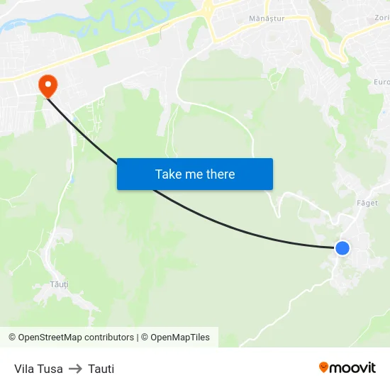 Vila Tusa to Tauti map
