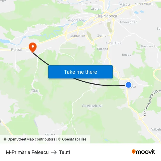 M-Primăria Feleacu to Tauti map