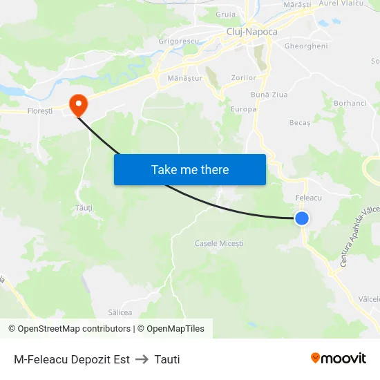 M-Feleacu Depozit Est to Tauti map