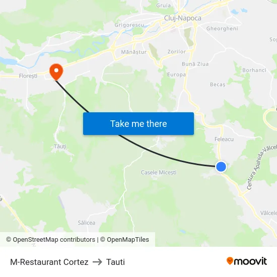 M-Restaurant Cortez to Tauti map