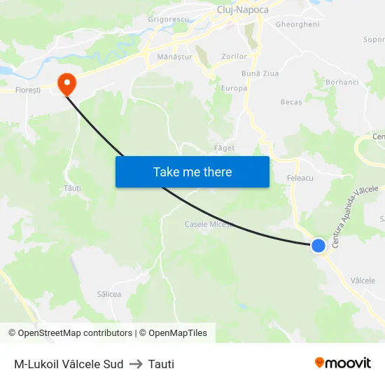 M-Lukoil Vâlcele Sud to Tauti map