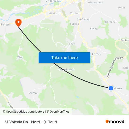M-Vâlcele Dn1 Nord to Tauti map