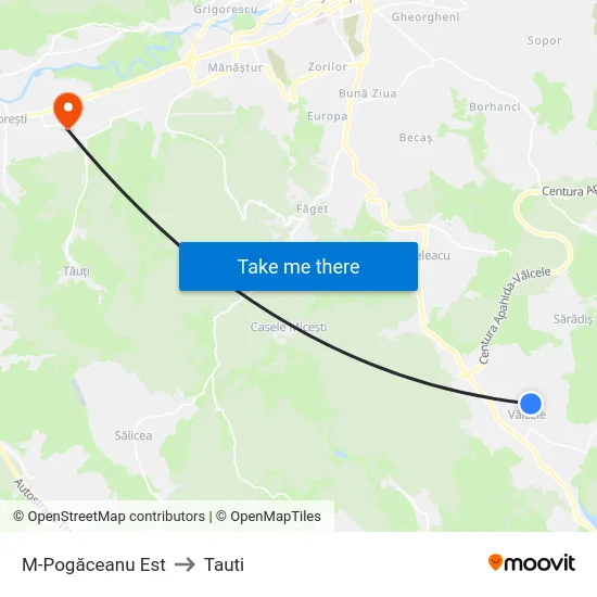 M-Pogăceanu Est to Tauti map