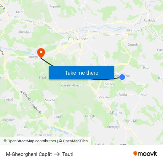 M-Gheorgheni Capăt to Tauti map