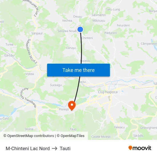 M-Chinteni Lac Nord to Tauti map
