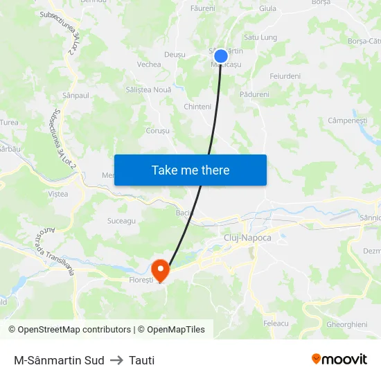 M-Sânmartin Sud to Tauti map