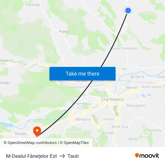 M-Dealul Fânețelor Est to Tauti map
