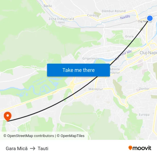 Gara Mică to Tauti map