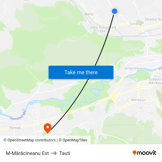 M-Mărăcineanu Est to Tauti map
