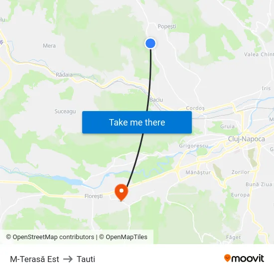 M-Terasă Est to Tauti map