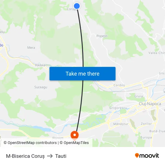 M-Biserica Coruș to Tauti map