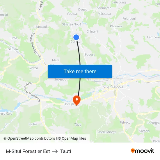 M-Situl Forestier Est to Tauti map