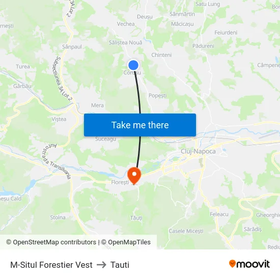 M-Situl Forestier Vest to Tauti map