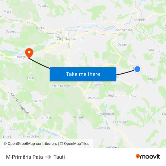 M-Primăria Pata to Tauti map