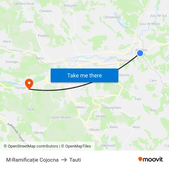M-Ramificație Cojocna to Tauti map
