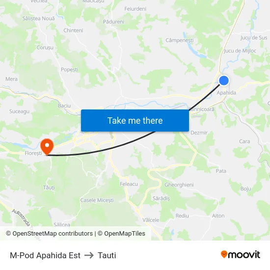 M-Pod Apahida Est to Tauti map