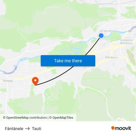 Fântânele to Tauti map