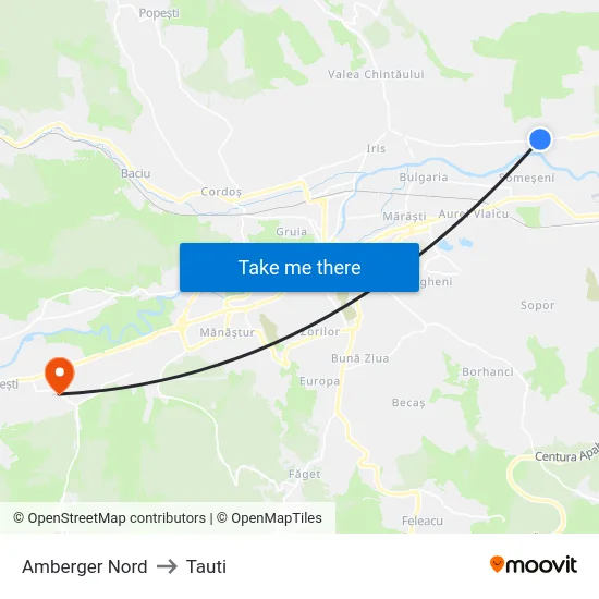 Amberger Nord to Tauti map