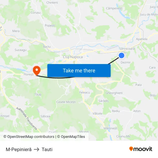 M-Pepinieră to Tauti map