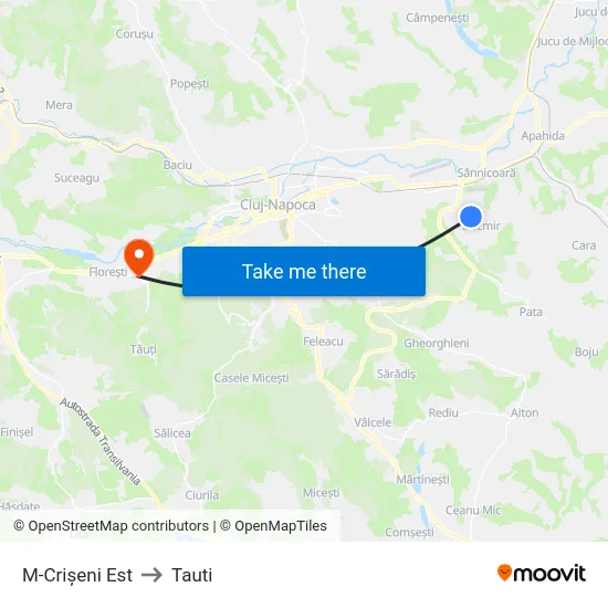 M-Crișeni Est to Tauti map