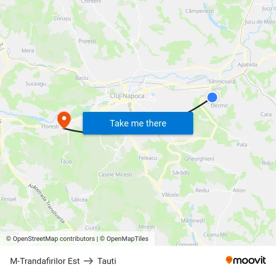 M-Trandafirilor Est to Tauti map