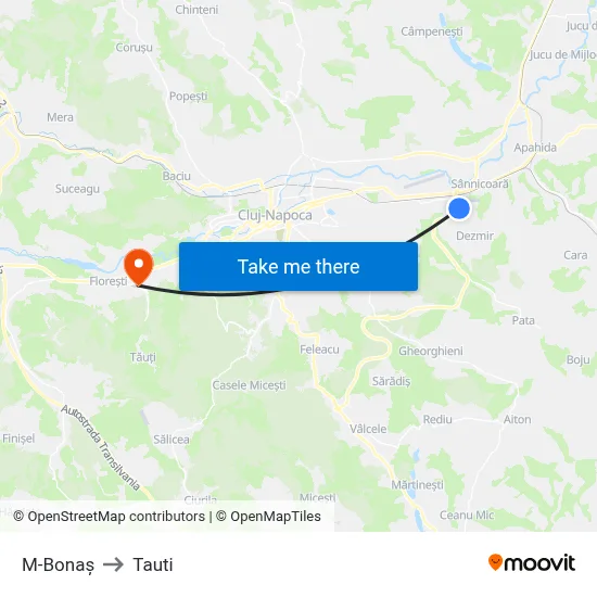 M-Bonaș to Tauti map