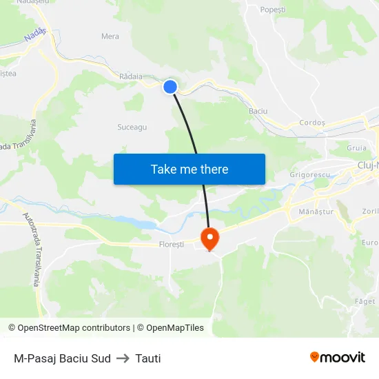 M-Pasaj Baciu Sud to Tauti map