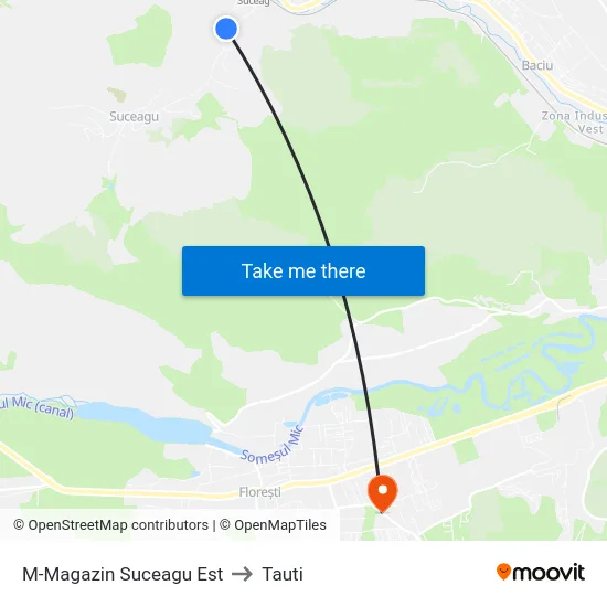 M-Magazin Suceagu Est to Tauti map