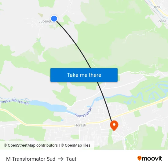 M-Transformator Sud to Tauti map