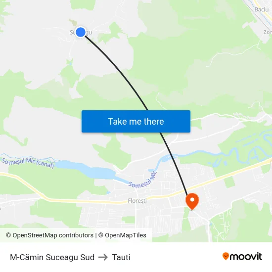 M-Cămin Suceagu Sud to Tauti map