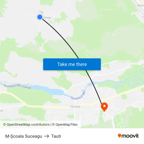 M-Școala Suceagu to Tauti map