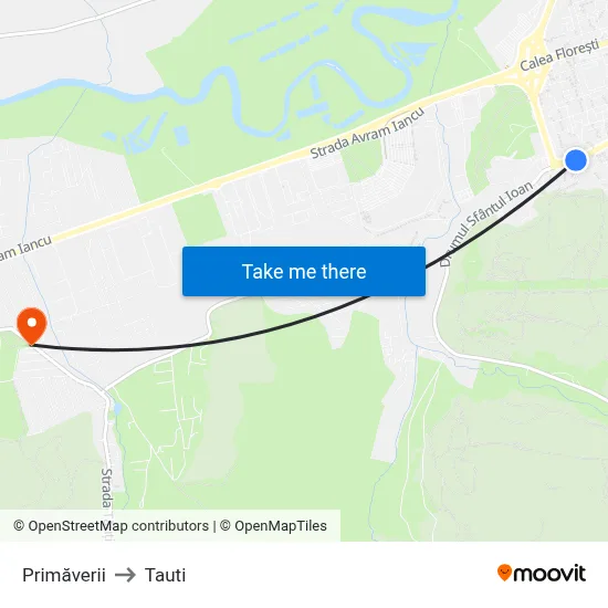 Primăverii to Tauti map