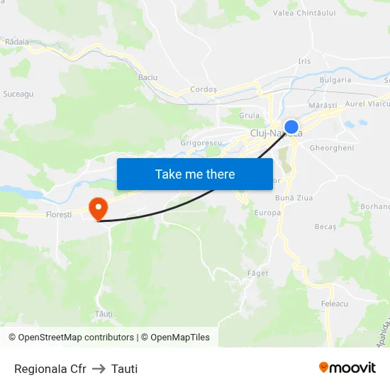 Regionala Cfr to Tauti map