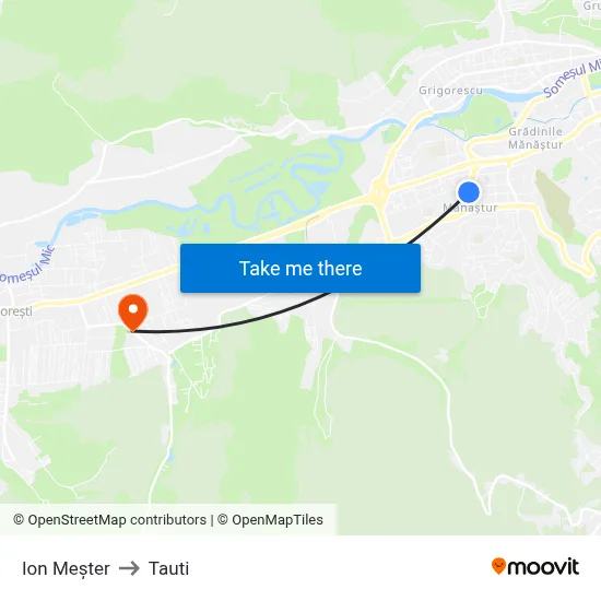 Ion Meșter to Tauti map