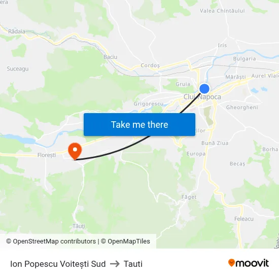 Ion Popescu Voitești Sud to Tauti map