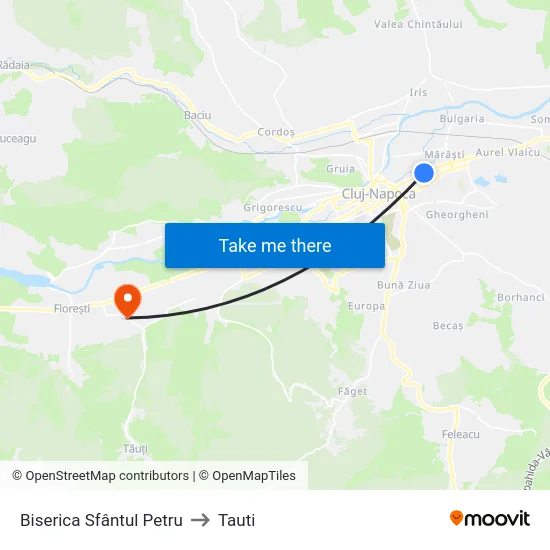 Biserica Sfântul Petru to Tauti map