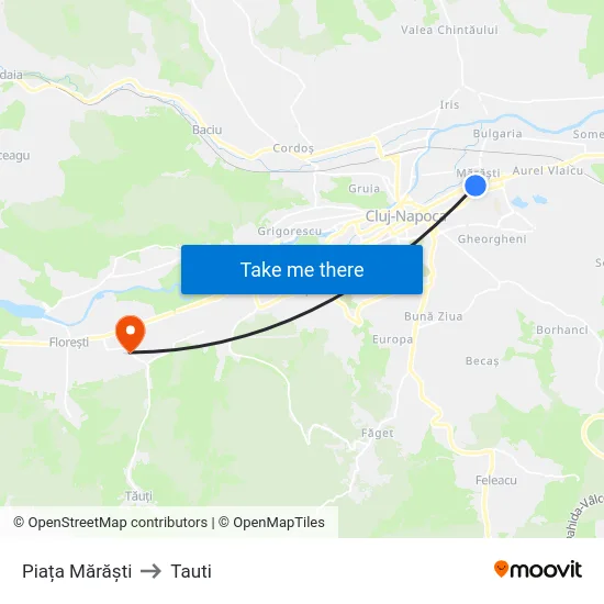 Piața Mărăști to Tauti map