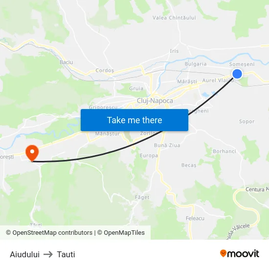 Aiudului to Tauti map