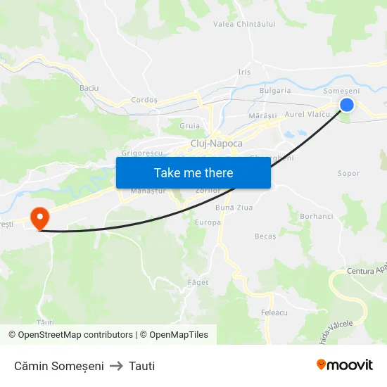 Cămin Someșeni to Tauti map
