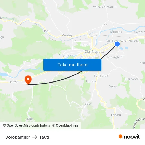 Dorobanților to Tauti map