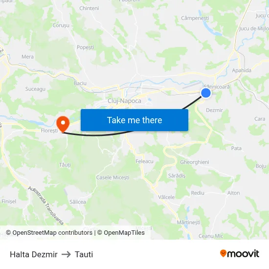 Halta Dezmir to Tauti map