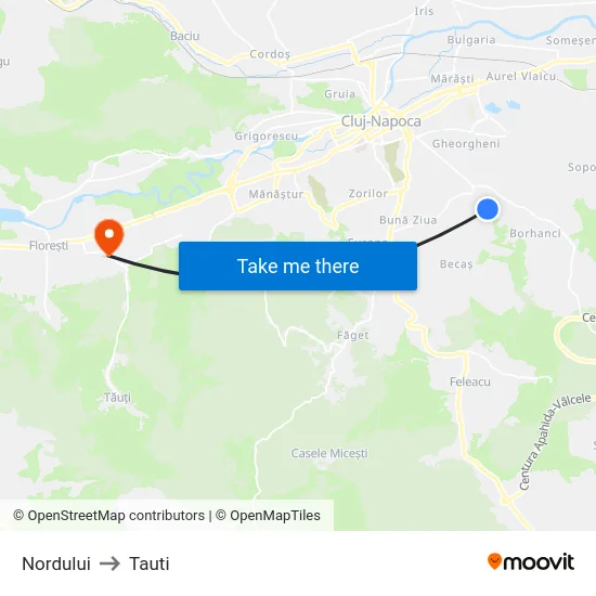 Nordului to Tauti map