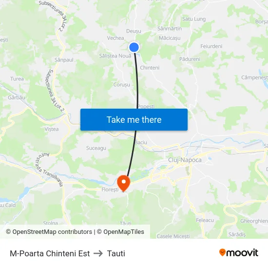 M-Poarta Chinteni Est to Tauti map