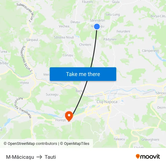 M-Măcicaşu to Tauti map