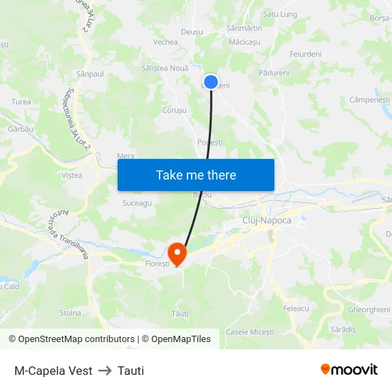 M-Capela Vest to Tauti map