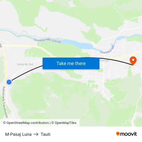 M-Pasaj Luna to Tauti map
