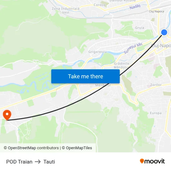 POD Traian to Tauti map